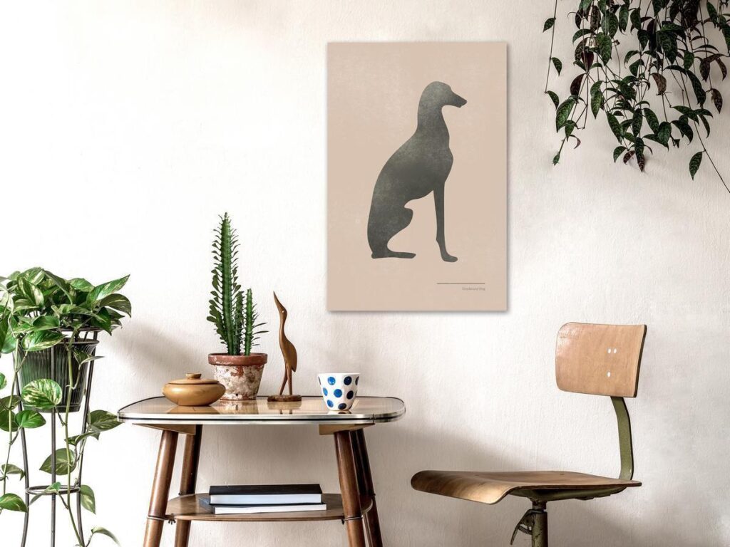 Schilderij - Calm Greyhound (1 Part) Vertical