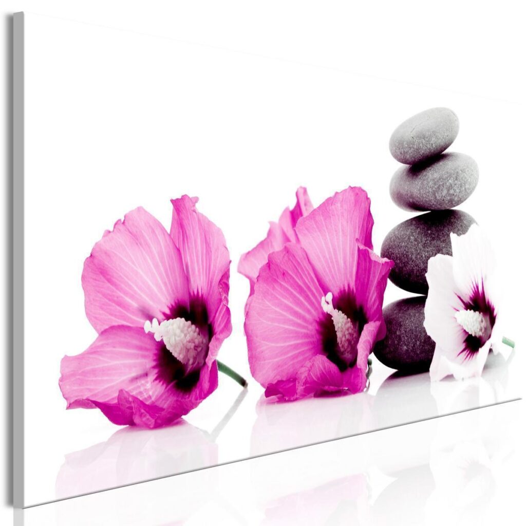 Schilderij - Calm Mallow (1 Part) Narrow Pink