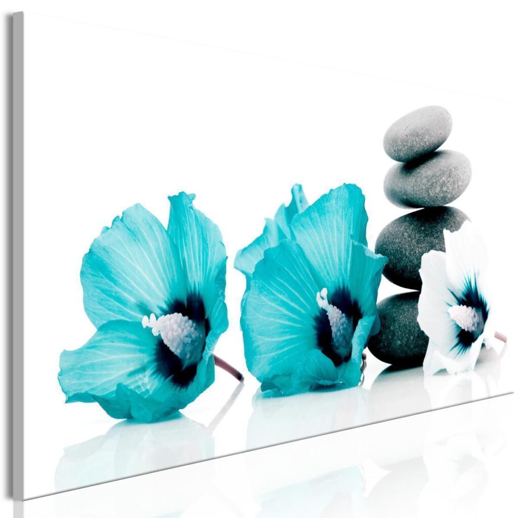 Schilderij - Calm Mallow (1 Part) Narrow Turquoise - Afbeelding 2