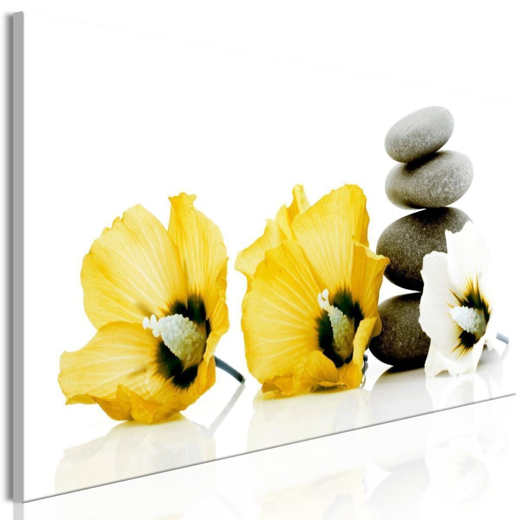 Schilderij - Calm Mallow (1 Part) Narrow Yellow - Afbeelding 2