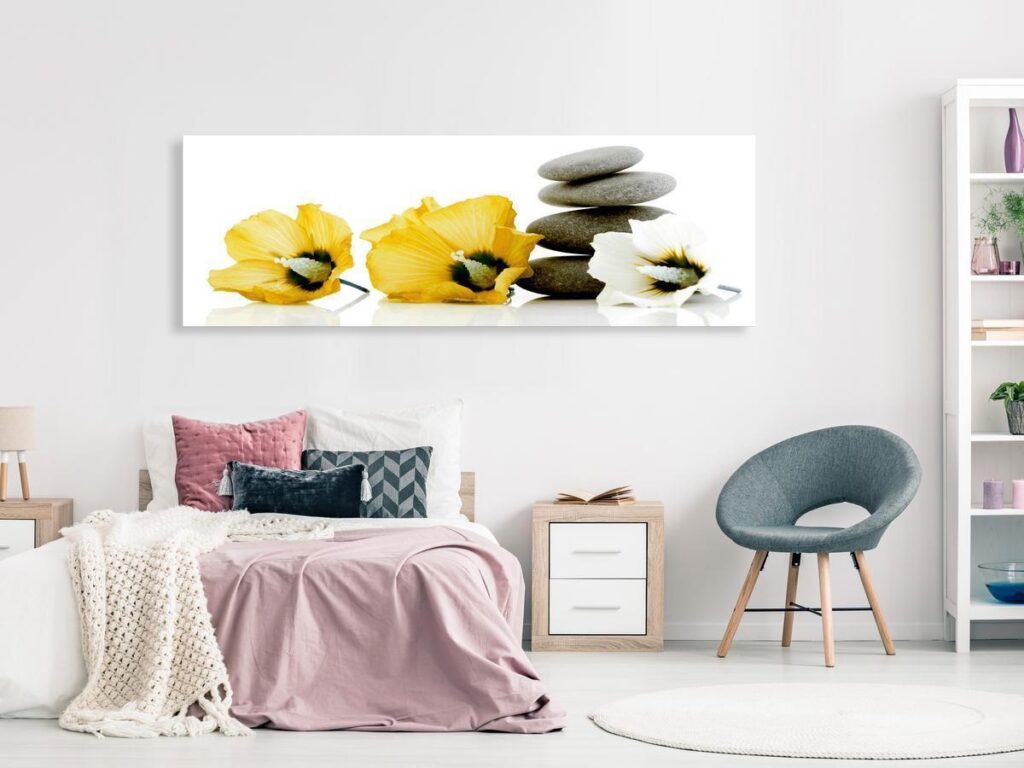 Schilderij - Calm Mallow (1 Part) Narrow Yellow
