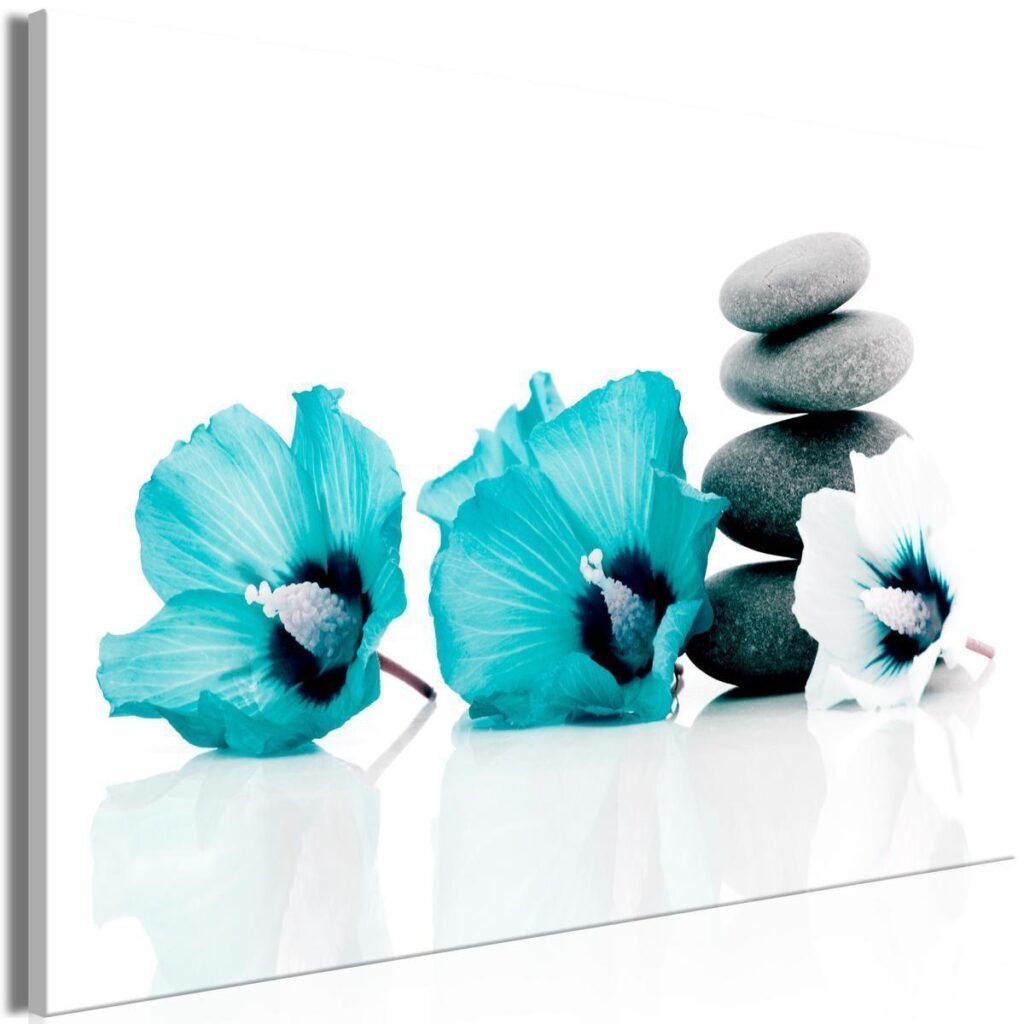 Schilderij - Calm Mallow (1 Part) Wide Turquoise