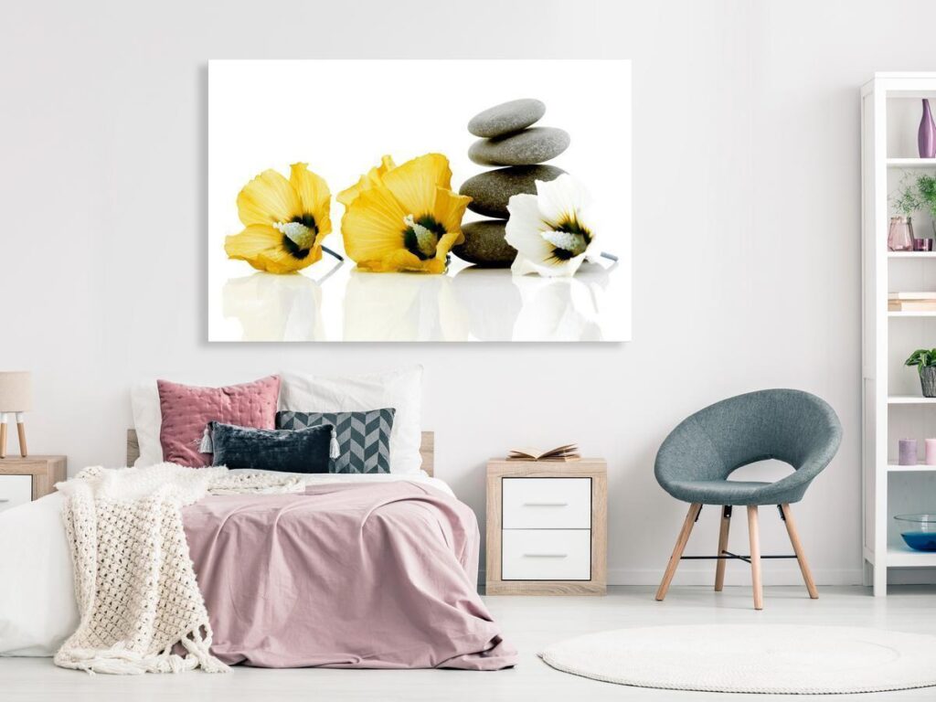Schilderij - Calm Mallow (1 Part) Wide Yellow - Afbeelding 2
