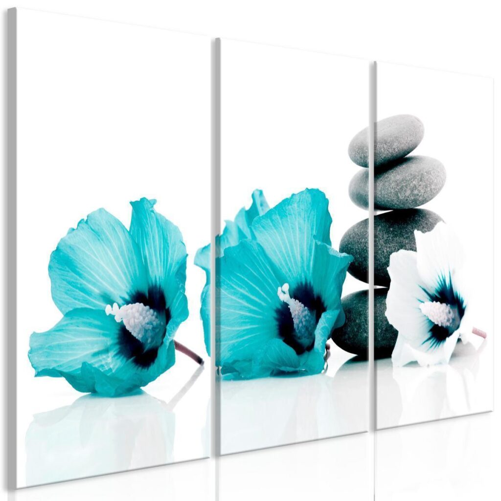 Schilderij - Calm Mallow (3 Parts) Turquoise - Afbeelding 2