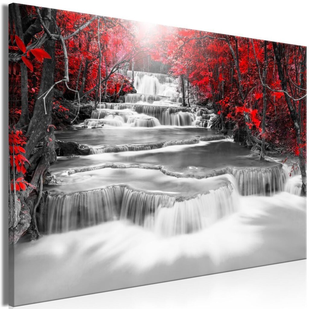 Schilderij - Cascade of Thoughts (1 Part) Wide Red - Afbeelding 2
