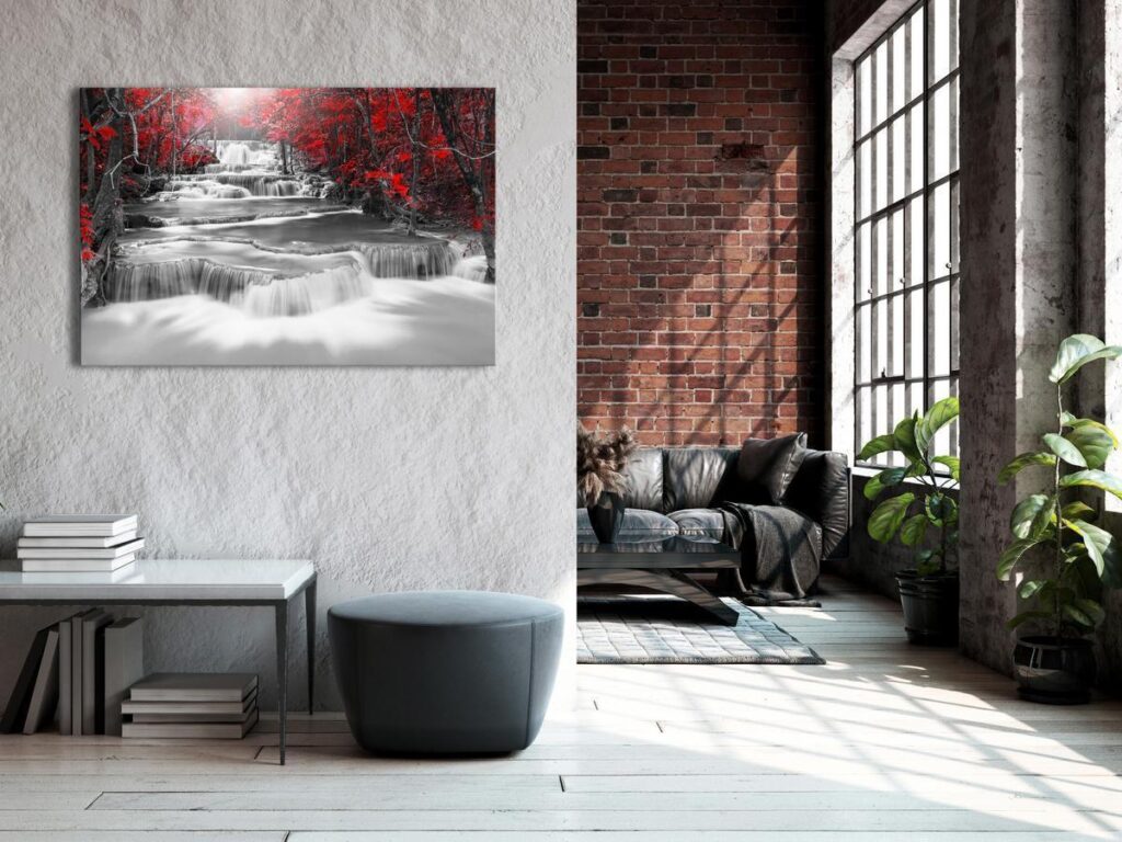 Schilderij - Cascade of Thoughts (1 Part) Wide Red