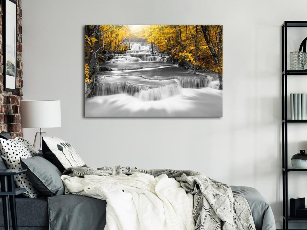 Schilderij - Cascade of Thoughts (1 Part) Wide Yellow - Afbeelding 2