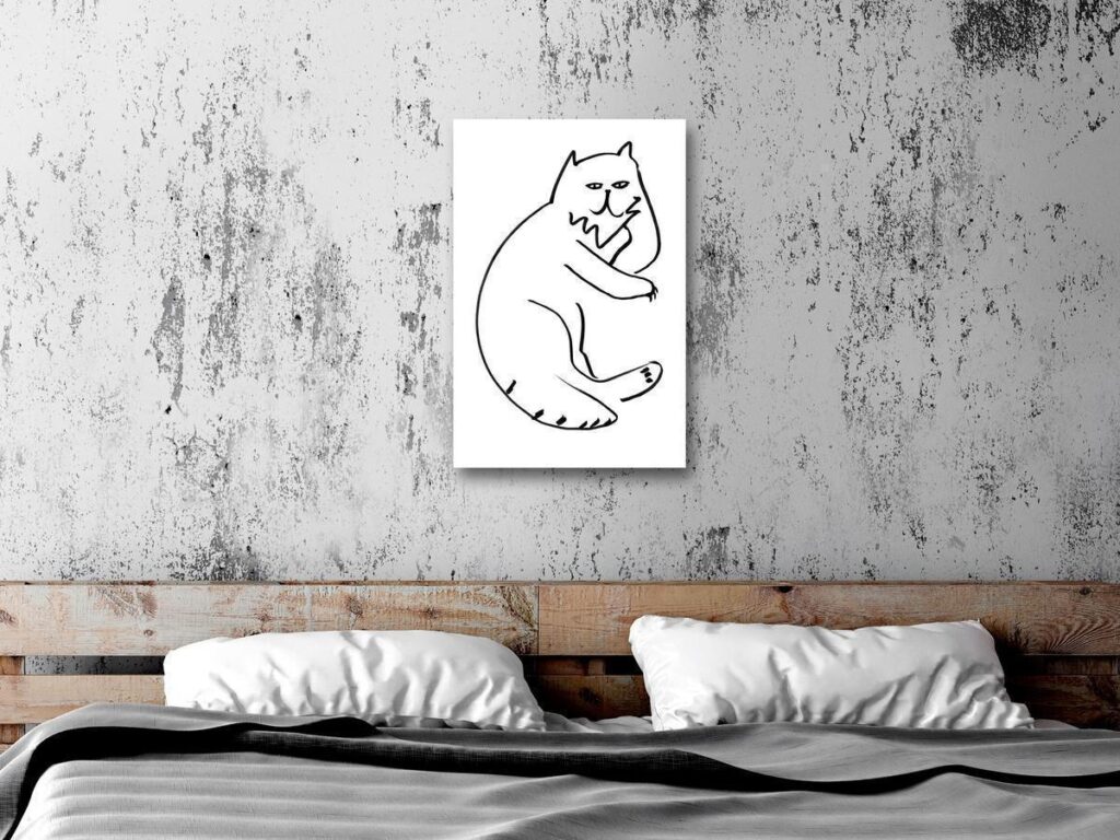 Schilderij - Cat Relaxing (1 Part) Vertical
