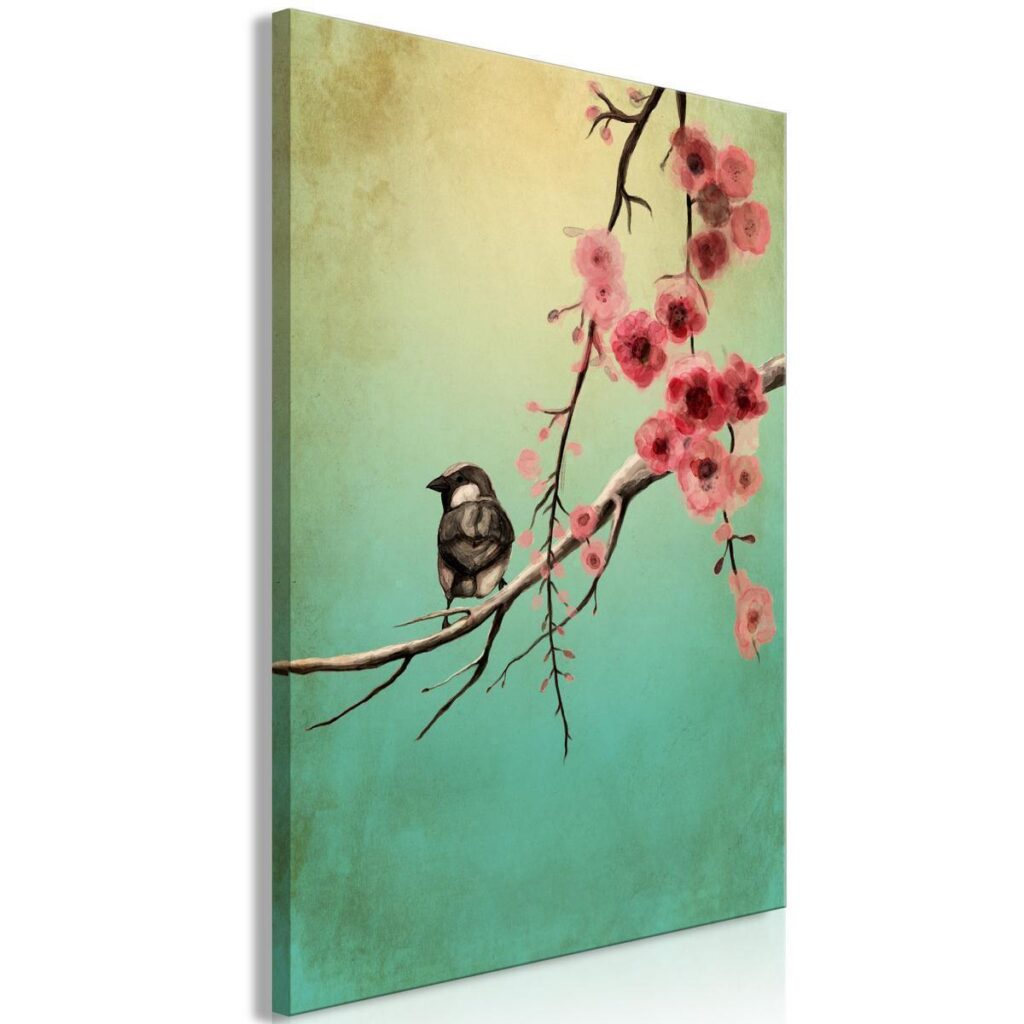 Schilderij - Cherry Flowers (1 Part) Vertical - Afbeelding 2