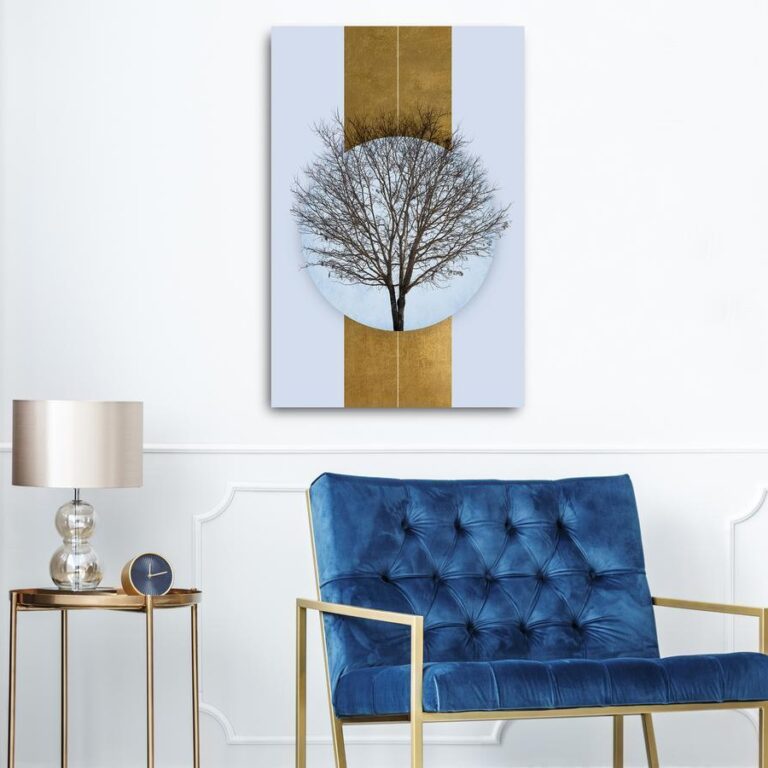 Schilderij - Circle of Nature (1-part) - Tree Branches in Round Composition