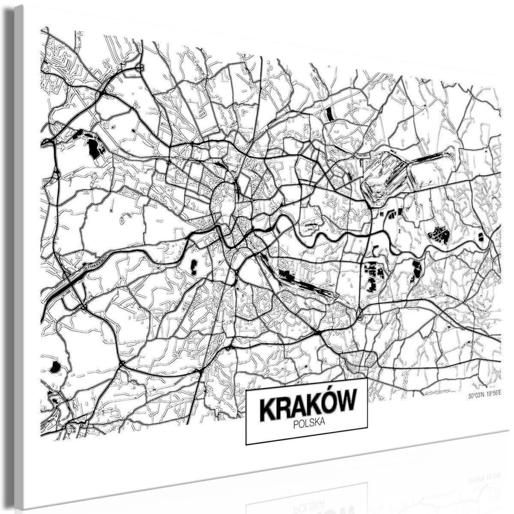 Schilderij - City Plan: Krakow (1 Part) Wide - Afbeelding 2