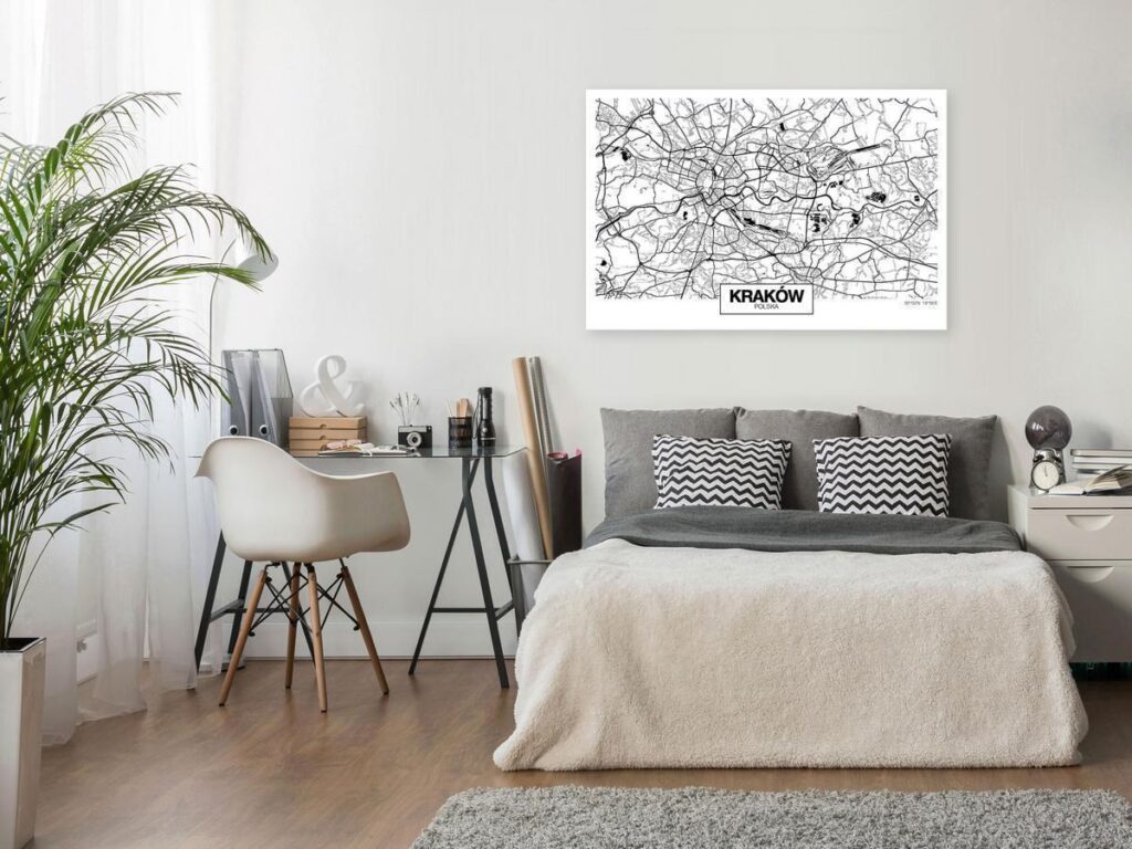 Schilderij - City Plan: Krakow (1 Part) Wide