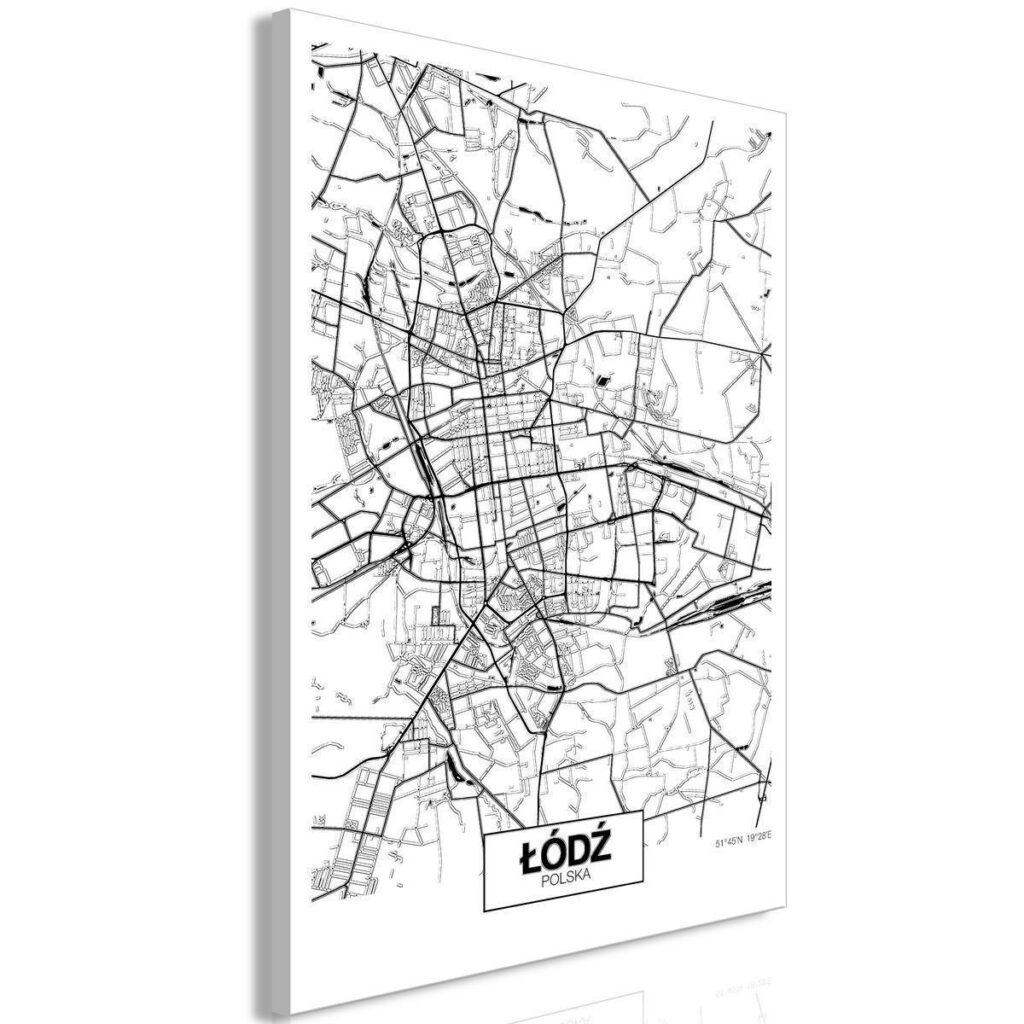 Schilderij - City Plan: Lodz (1 Part) Vertical - Afbeelding 2
