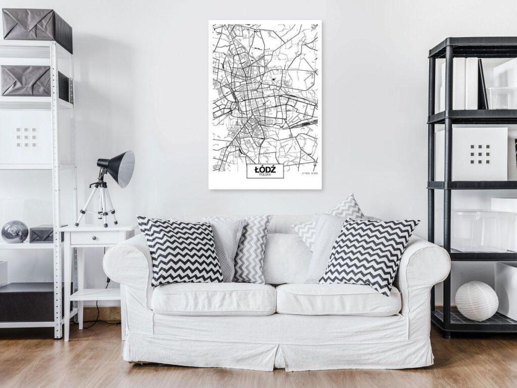 Schilderij - City Plan: Lodz (1 Part) Vertical