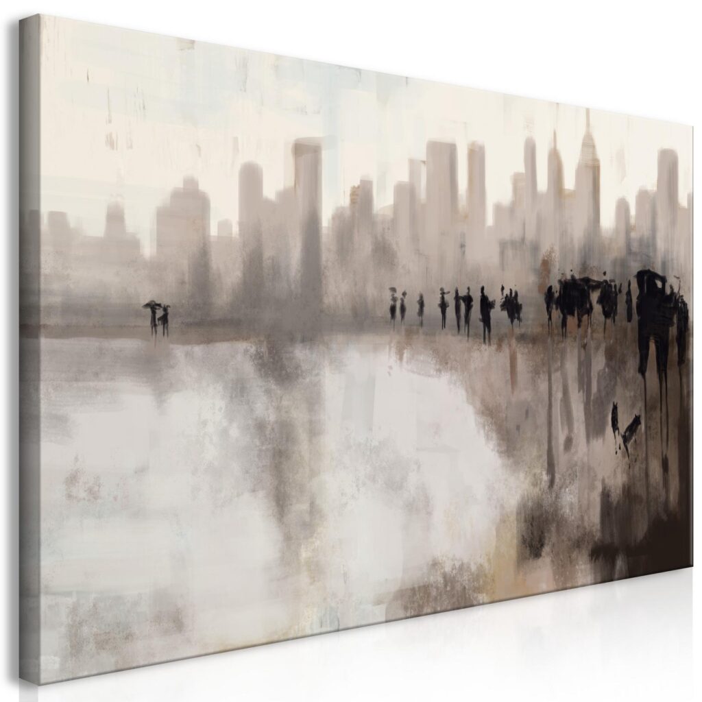 Schilderij - City in the Rain (1 Part) - Afbeelding 2