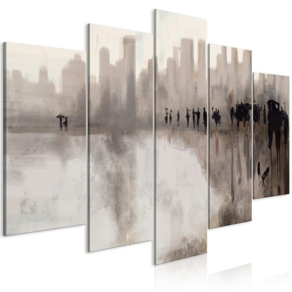 Schilderij - City in the Rain (5 Parts) Wide - Afbeelding 2