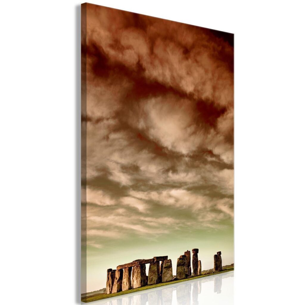 Schilderij - Clouds Over Stonehenge (1 Part) Vertical - Afbeelding 2