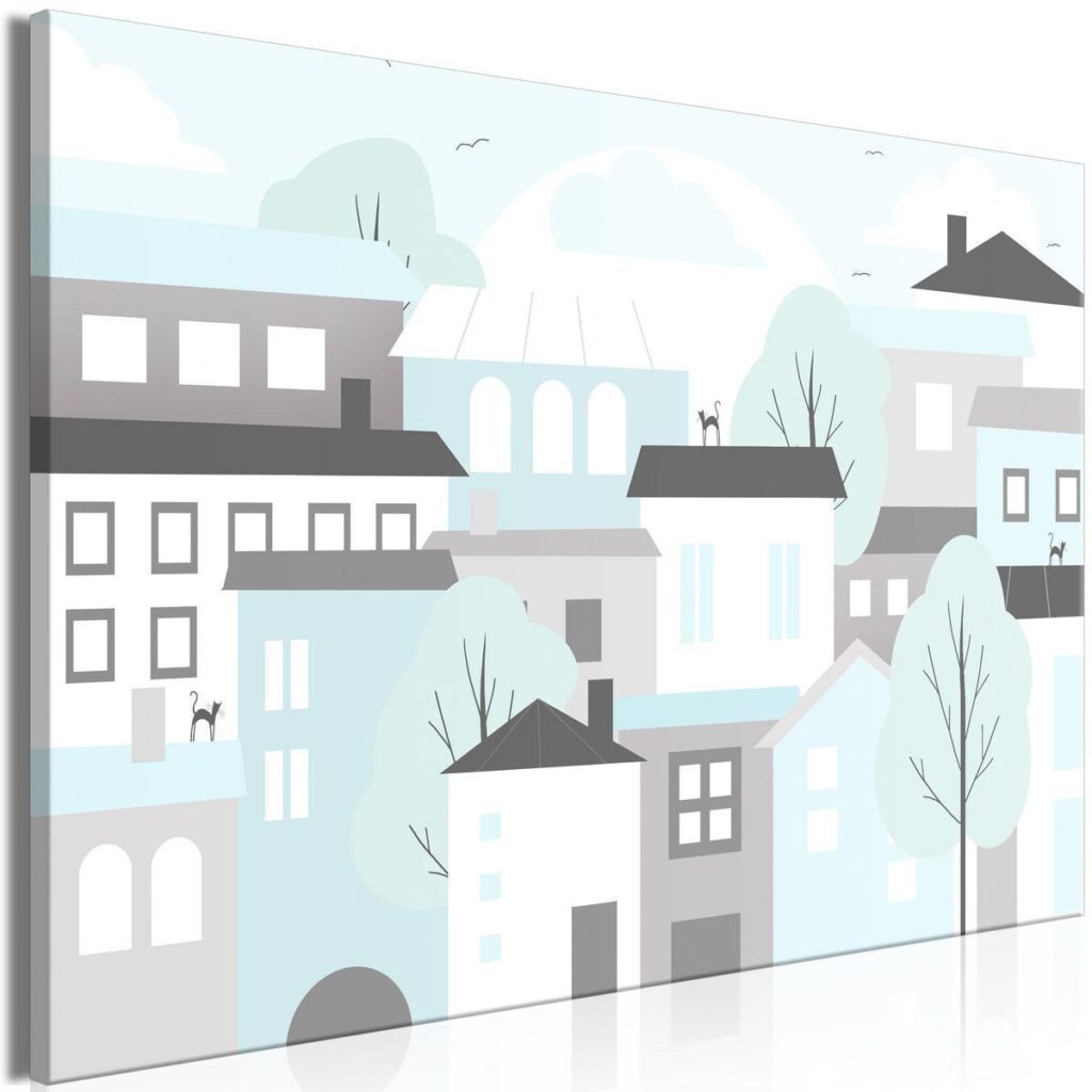 Schilderij - Colorful Town (1 Part) Wide