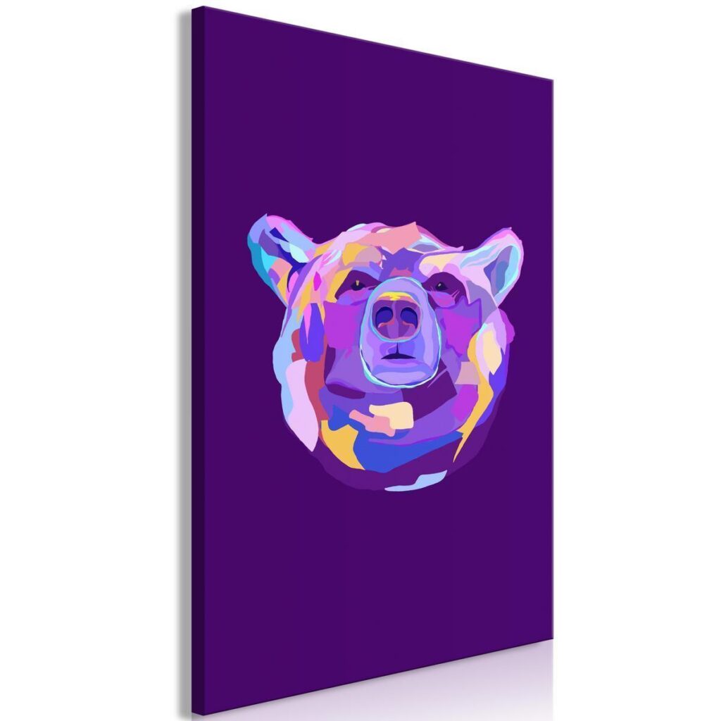Schilderij - Colourful Bear (1 Part) Vertical - Afbeelding 2