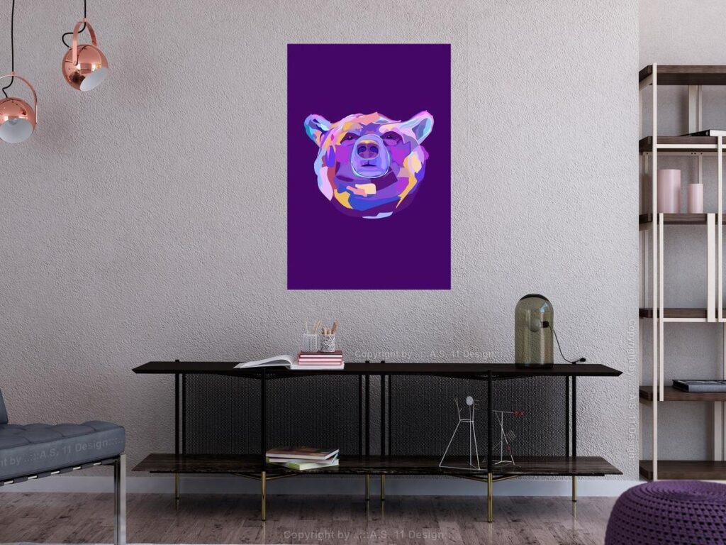 Schilderij - Colourful Bear (1 Part) Vertical