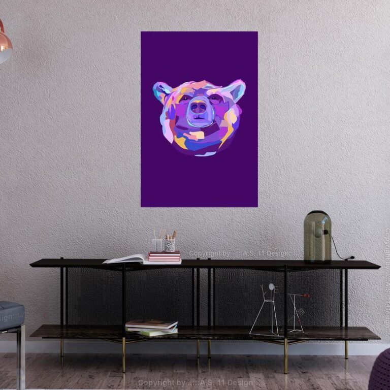 Schilderij - Colourful Bear (1 Part) Vertical