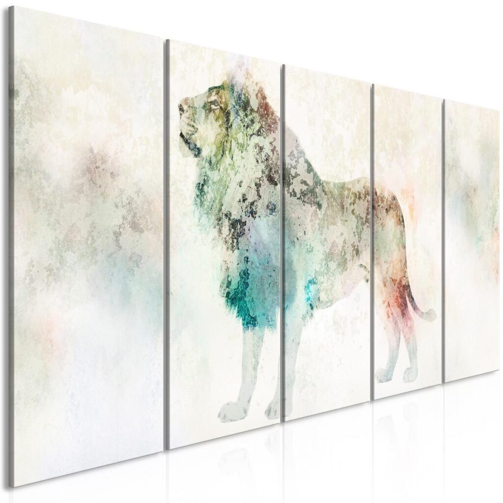 Schilderij - Colourful King (5 Parts) Narrow