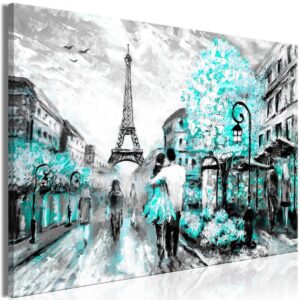 Schilderij - Colourful Rendez-Vous (1 Part) Wide Turquoise