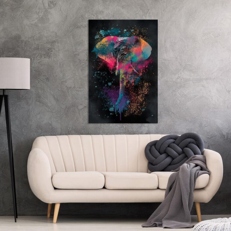 Schilderij - Colourful Safari (1 Part) Vertical