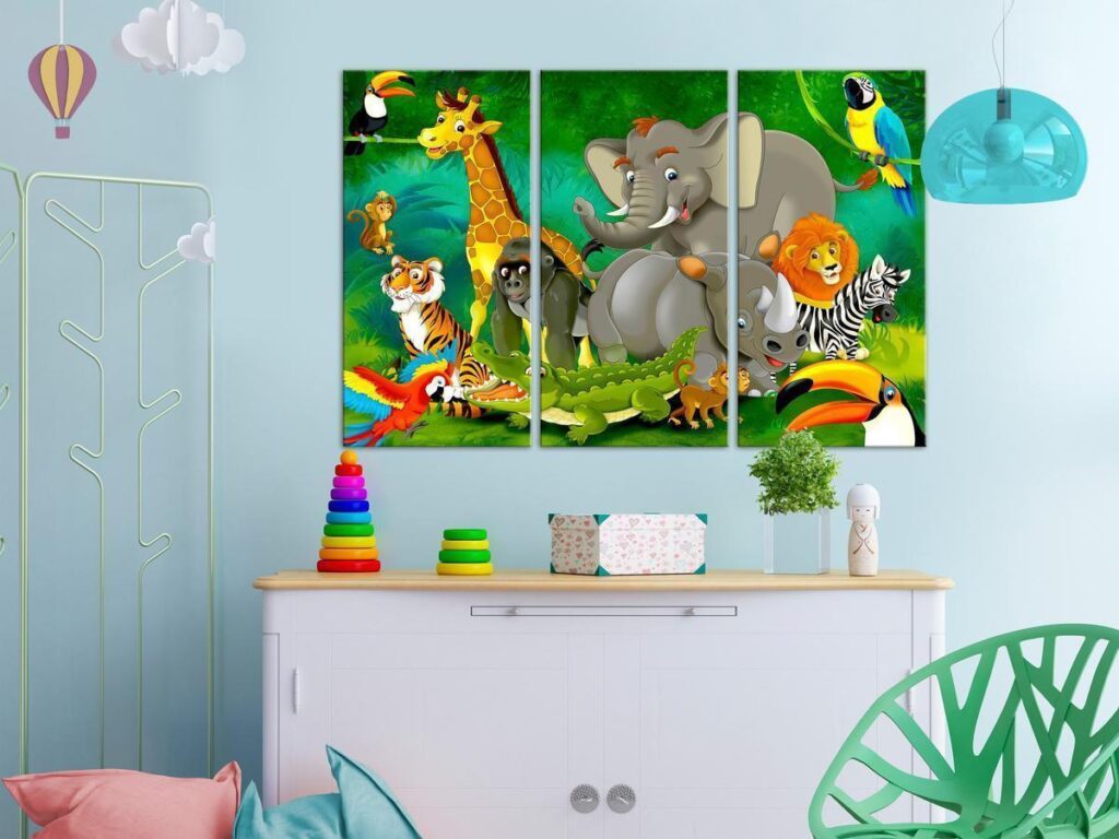 Schilderij - Colourful Safari (3 Parts)