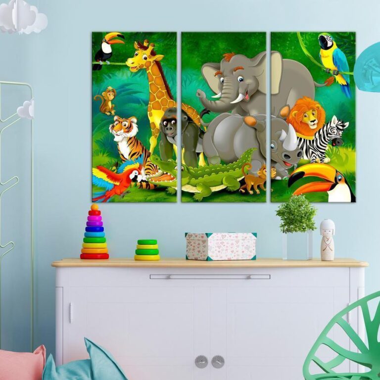 Schilderij - Colourful Safari (3 Parts)