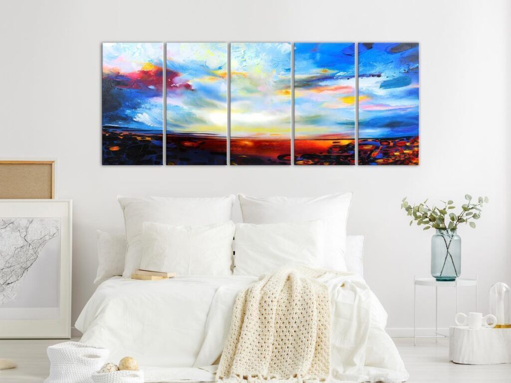Schilderij - Colourful Sky (5 Parts) Narrow