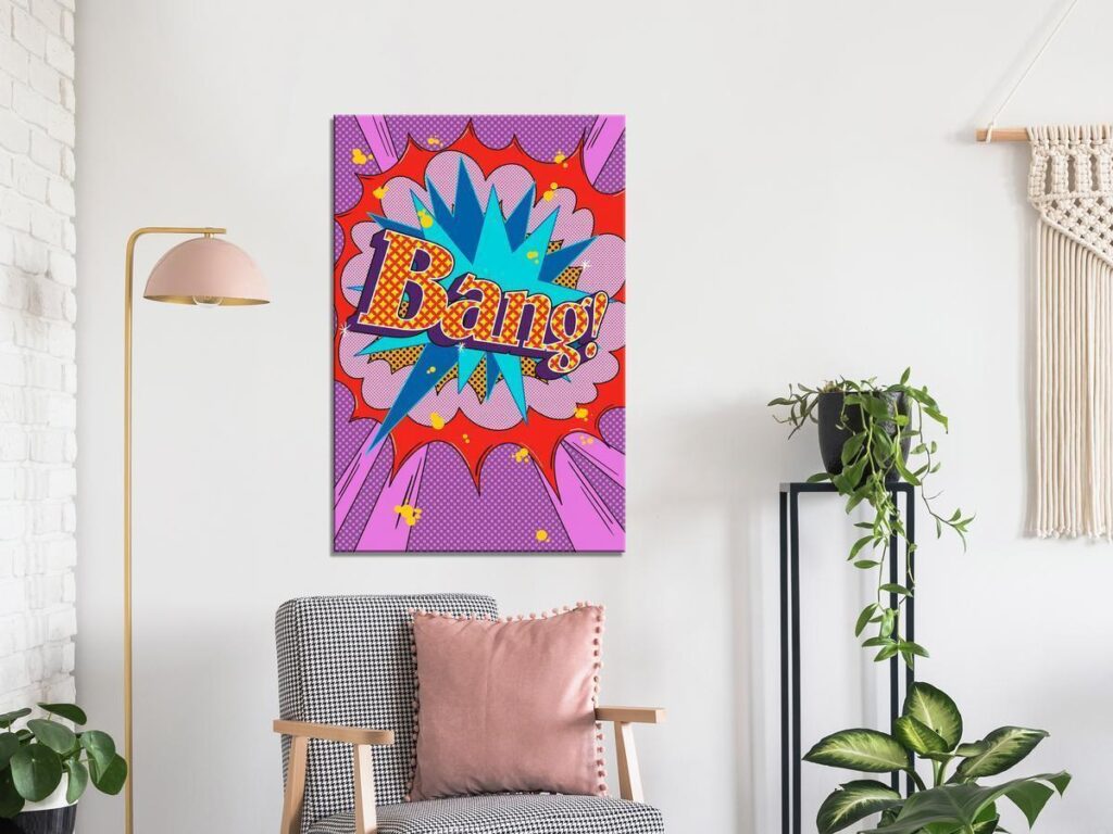 Schilderij - Comic Street Art (1-part) - Colorful Text on Vibrant Background