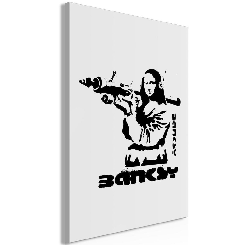 Schilderij - Contrast Duel (1-part) - Banksy on Mural with Mona Lisa - Afbeelding 2