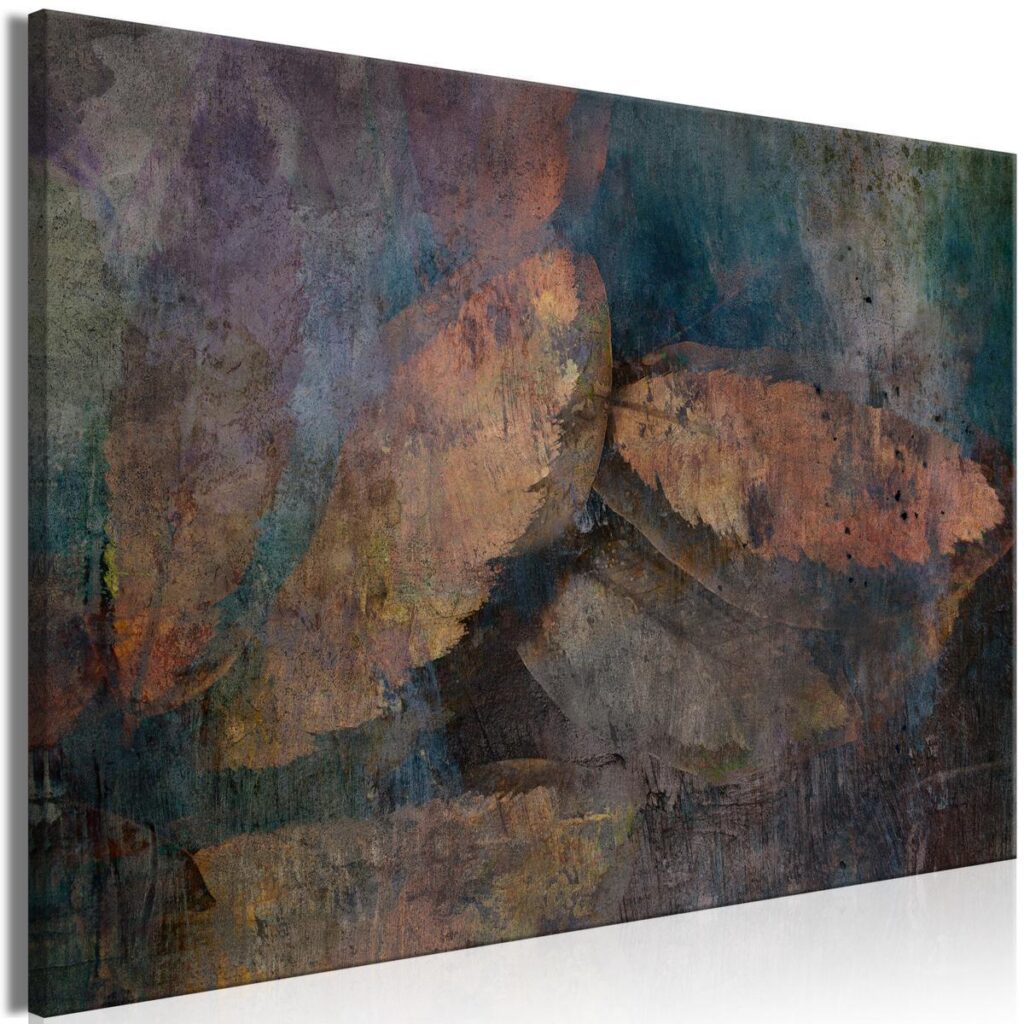 Schilderij - Copper Leaves (1 Part) Wide - Afbeelding 2