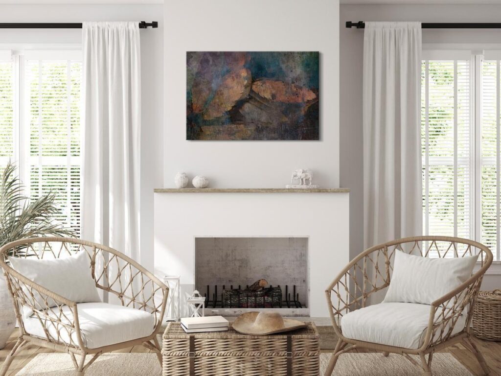 Schilderij - Copper Leaves (1 Part) Wide