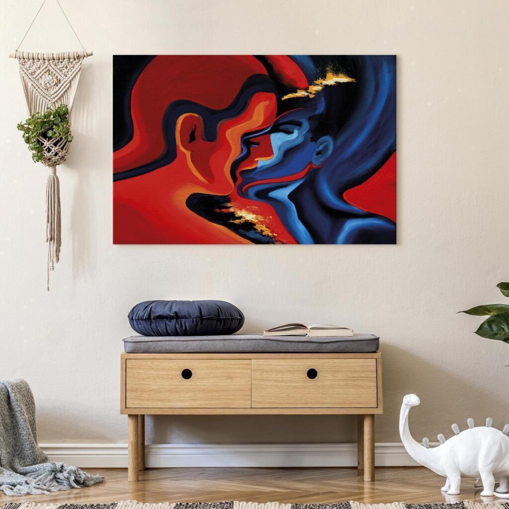 Schilderij - Cosmic Kiss - Afbeelding 4