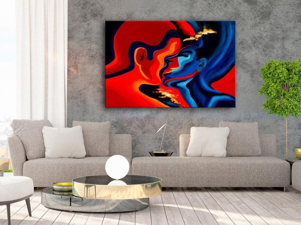 Schilderij - Cosmic Kiss