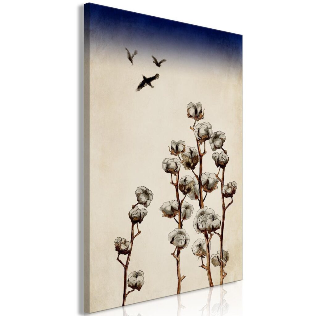 Schilderij - Cotton Branches (1 Part) Vertical - Afbeelding 2