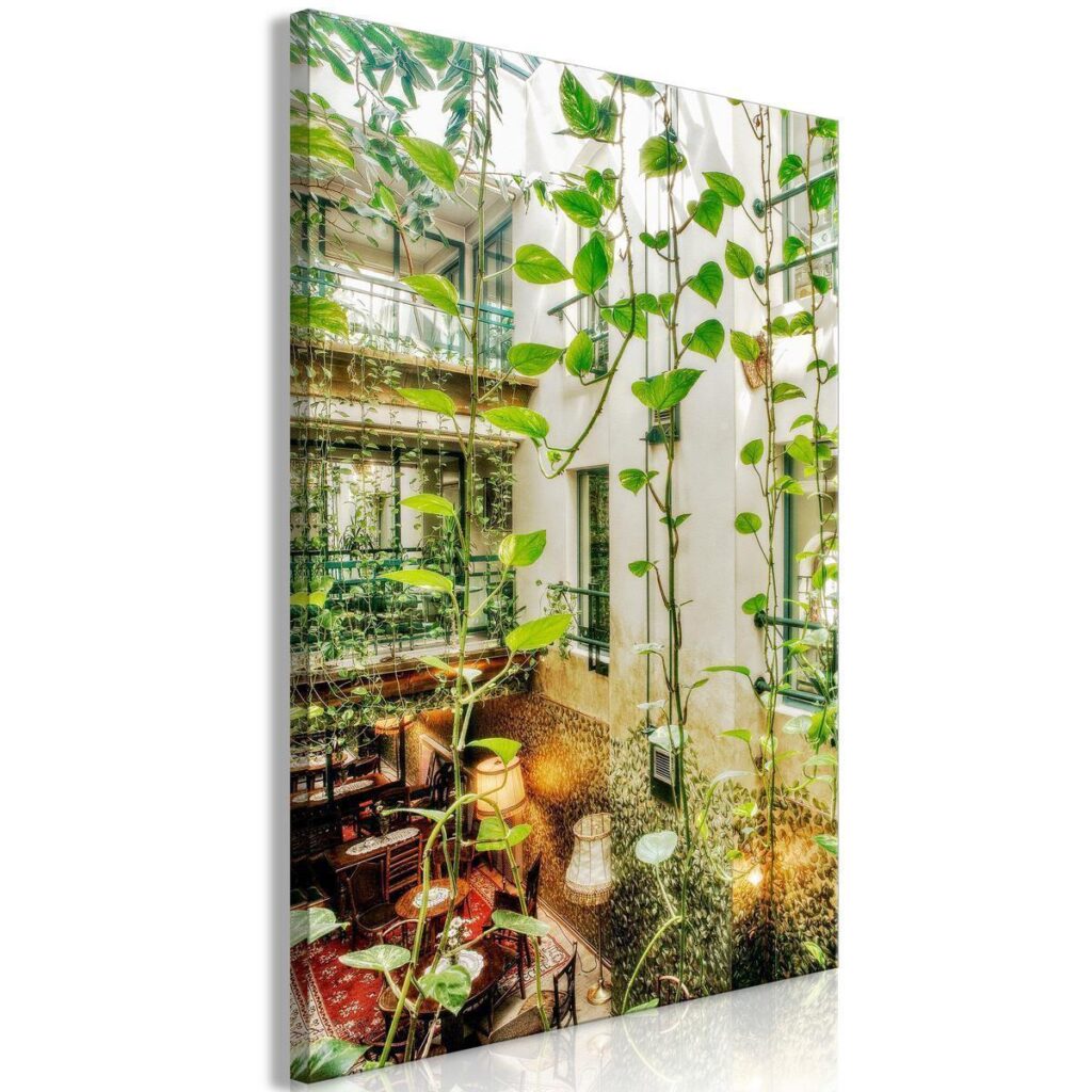 Schilderij - Cracow: Cafe with Ivy (1 Part) Vertical - Afbeelding 2