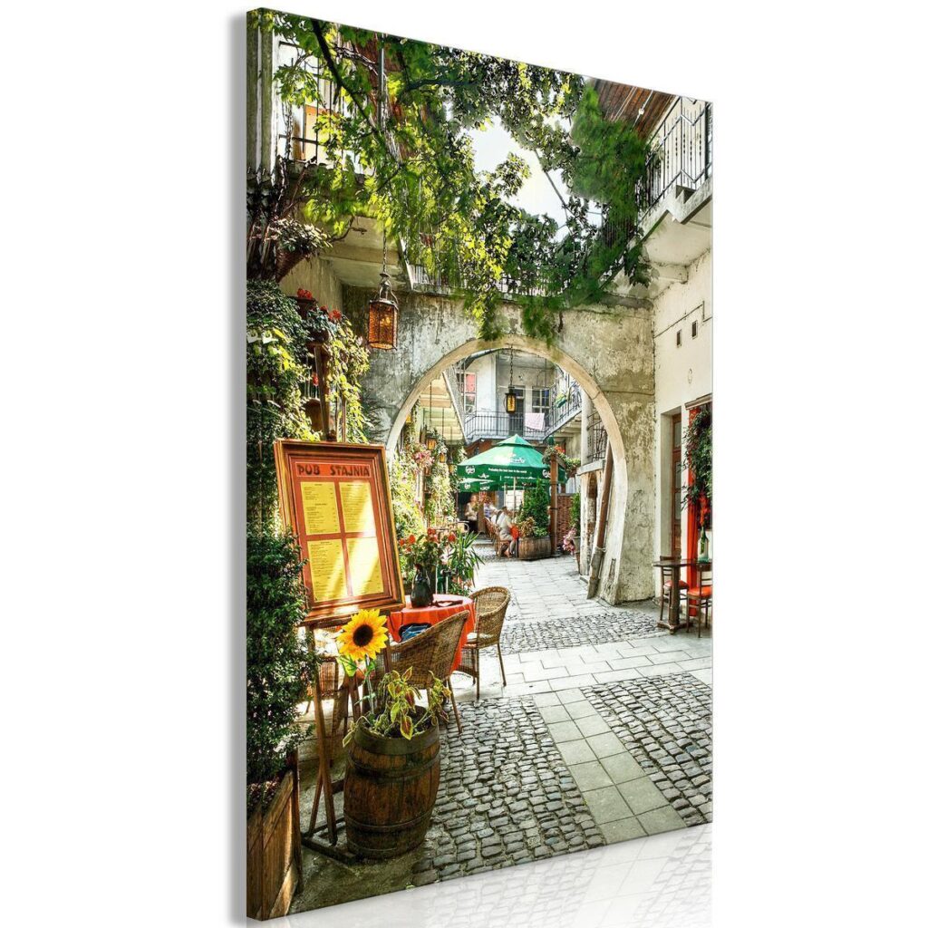 Schilderij - Cracow: Sunny Pub (1 Part) Vertical - Afbeelding 2