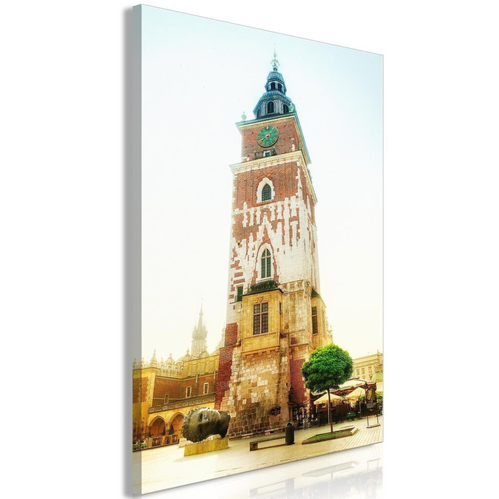 Schilderij - Cracow: Town Hall (1 Part) Vertical - Afbeelding 2