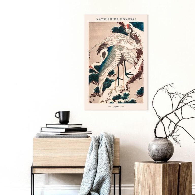 Schilderij - Cranes (1 Part) Vertical