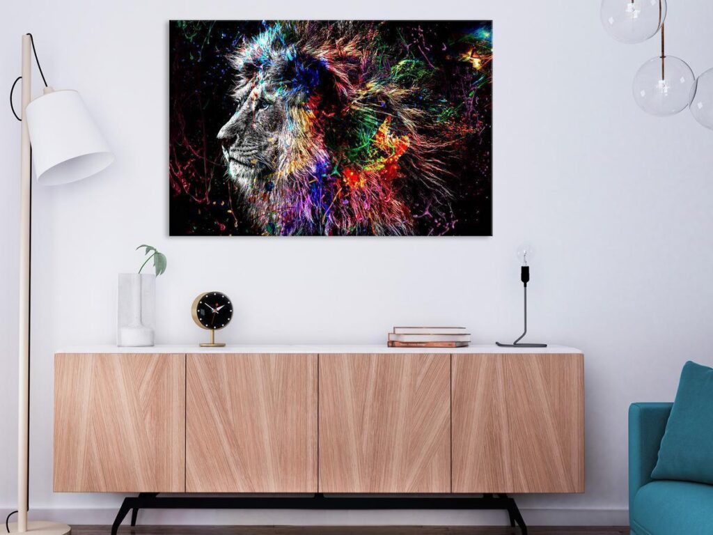 Schilderij - Crazy Lion (1 Part) Wide - Afbeelding 2