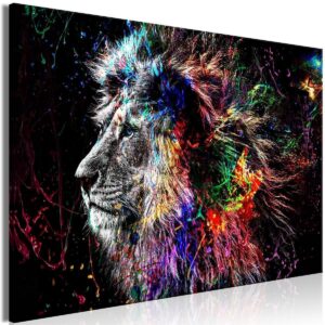 Schilderij - Crazy Lion (1 Part) Wide