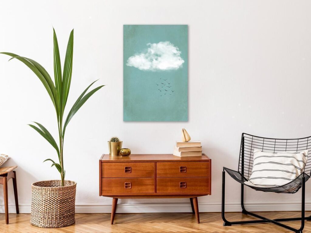 Schilderij - Cumulus and Birds (1 Part) Vertical