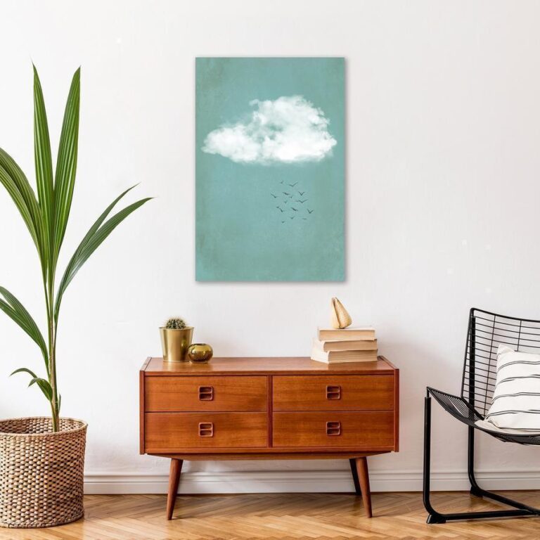 Schilderij - Cumulus and Birds (1 Part) Vertical