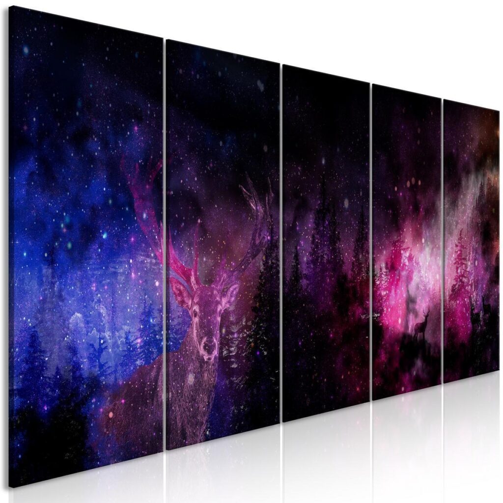 Schilderij - Deer Galaxy (5 Parts) Narrow - Afbeelding 2