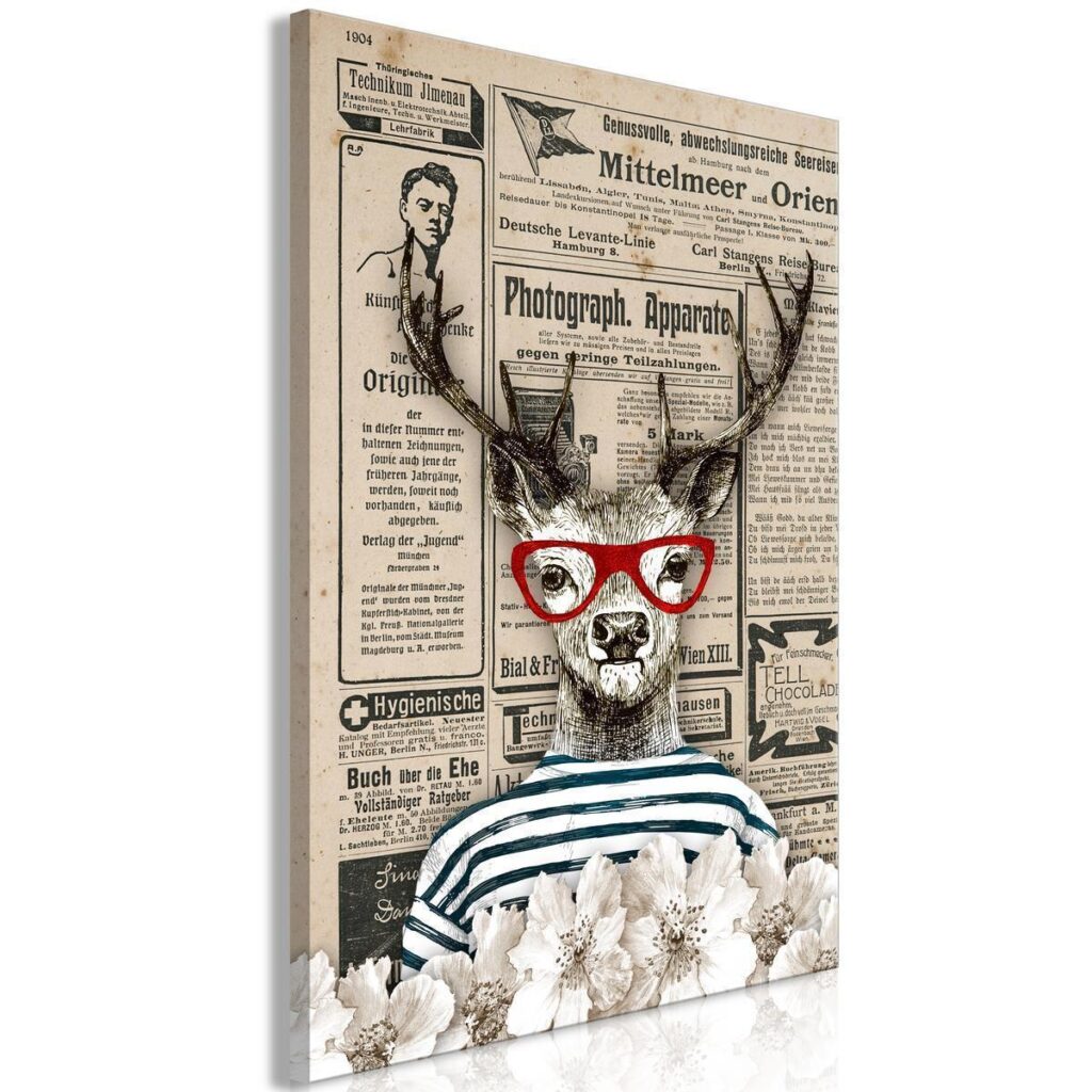 Schilderij - Deer Sailor (1 Part) Vertical - Afbeelding 2
