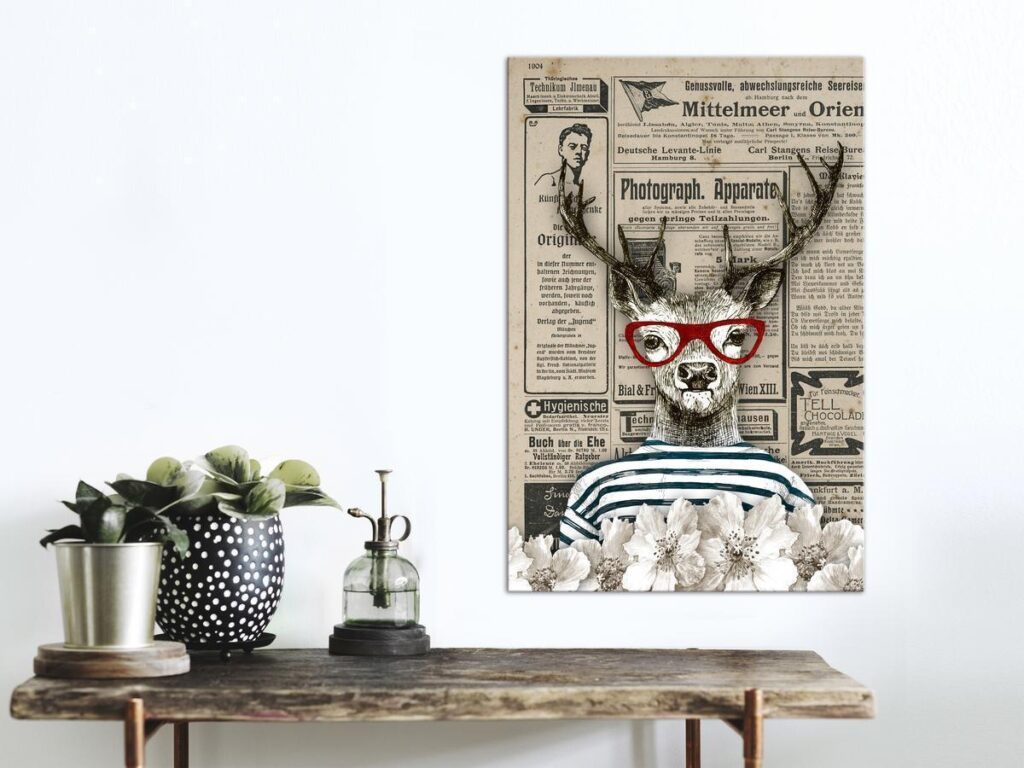Schilderij - Deer Sailor (1 Part) Vertical