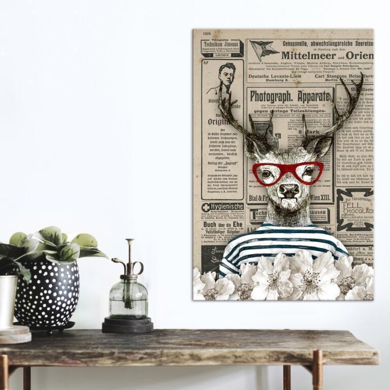 Schilderij - Deer Sailor (1 Part) Vertical